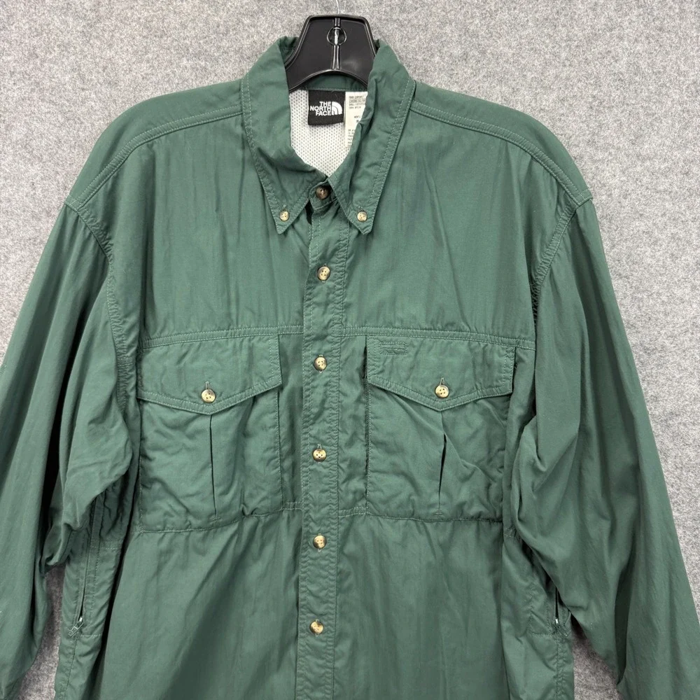 The North Face‎ Mens Forest Green Nylon Hiking Fishing Utility Shirt Medium M